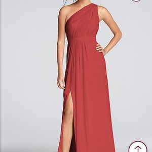 Long Chiffon Dress with Asymmetric Neckline